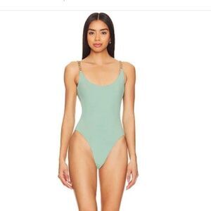 Lovewave Pua Swimsuit Chain Strap one piece bathing sage Revolve NWT $128 XL